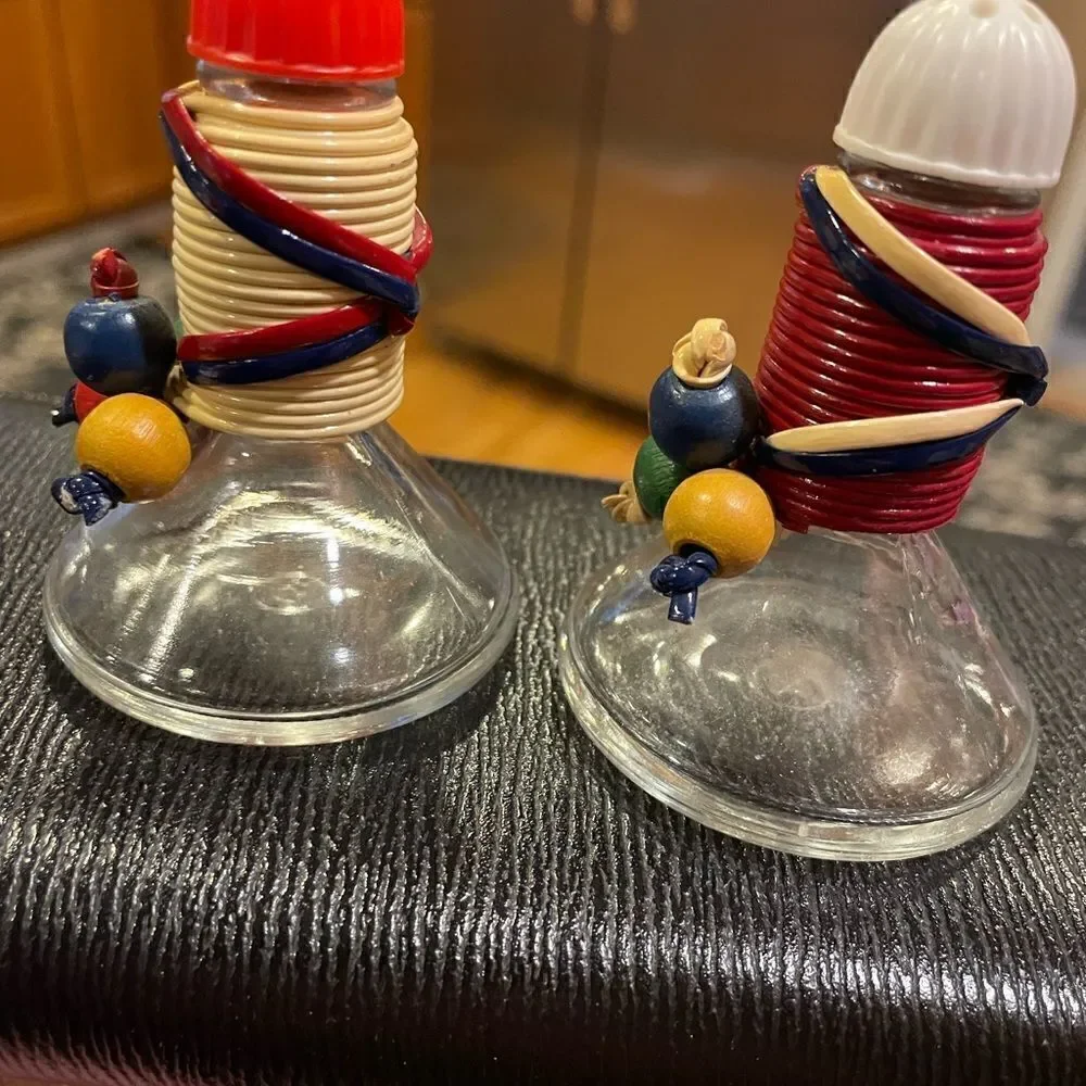 Vintage Nautical Type Glass Salt and Pepper Shakers
